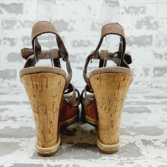 Moda Brown Leather Slip On Buckle Ankle Strap Wedge Platform Summer Sandals C239 - Picture 6 of 15